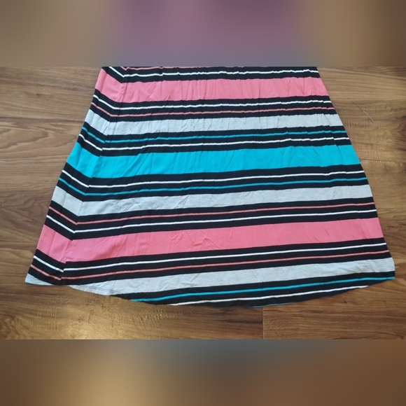 Merona Women XS A Line Maxi Stretch StripePull On Roll sides Colorful boho skirt - Picture 4 of 10